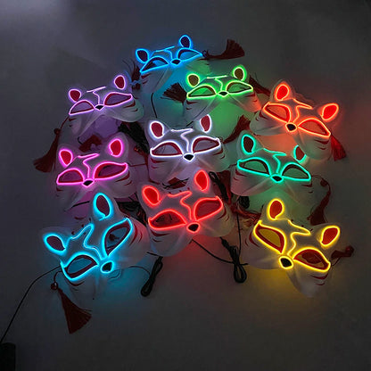 Halloween 10 Colors LED  Neon El Wire  Mask Cosplay  Luminous Fox Mask Dance Party  Dress Accessories
