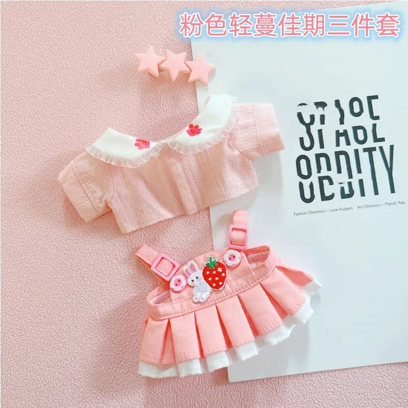 20cm Doll Clothes Outfit Hoodies Skirt Stuffed Dolls Dress Up Doll Accessories Outfit Change Dress Game Playing House Gift Toys