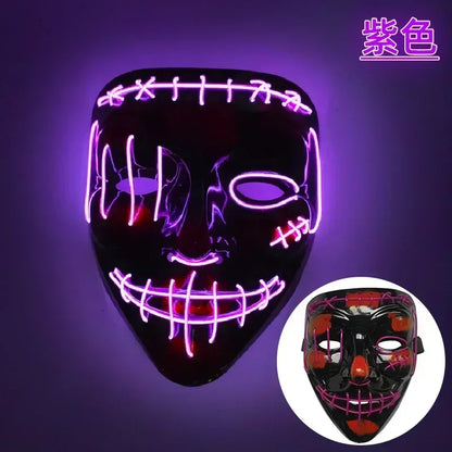 Wireless Halloween Neon LED Purge Mask Masque Masquerade Party Masks Light Grow in the Dark Horror Mask Glowing Masker