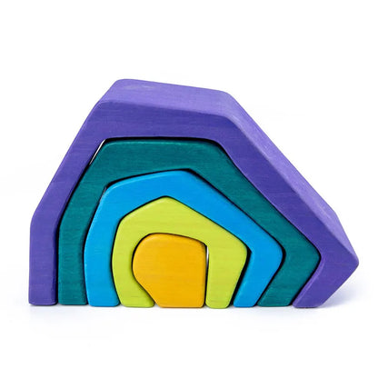 Children's Montessori Wooden Building Blocks Early Education Educational Toys Tree Flame House Stone Rainbow Blocks Wooden Toys