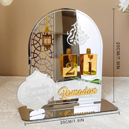 Acrylic Ramadan Countdown Calendar Gifts Day of Ramadan Calendar With Replacing Number 2024 Eid Mubarak Home Decoration Ornament