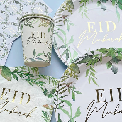 EID Mubarak Ramadan Decoration Gold Green Leaves Eid Al-Fitr Party Supplies Muslim Islamic Festival Party DIY Decorations