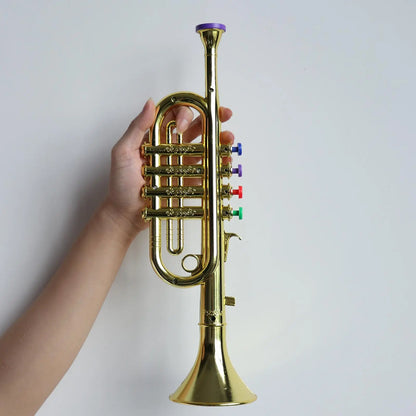 Plastic Trumpet Wind Instrument for Children With 3 Colored Keys Clarinet Mini Music Educational Toy for Early Developmental