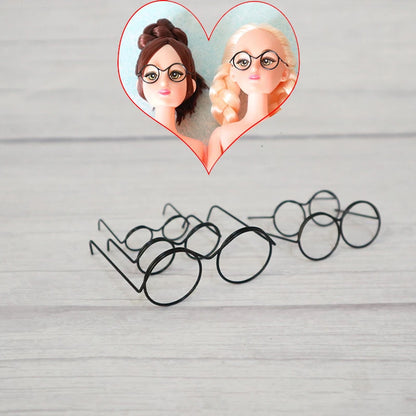 5pcs Cute Round Doll Glasses Frame for Bjd Fashion Plush Toy Glasses Dolls DIY Accessories Dress Up Toys for Girls