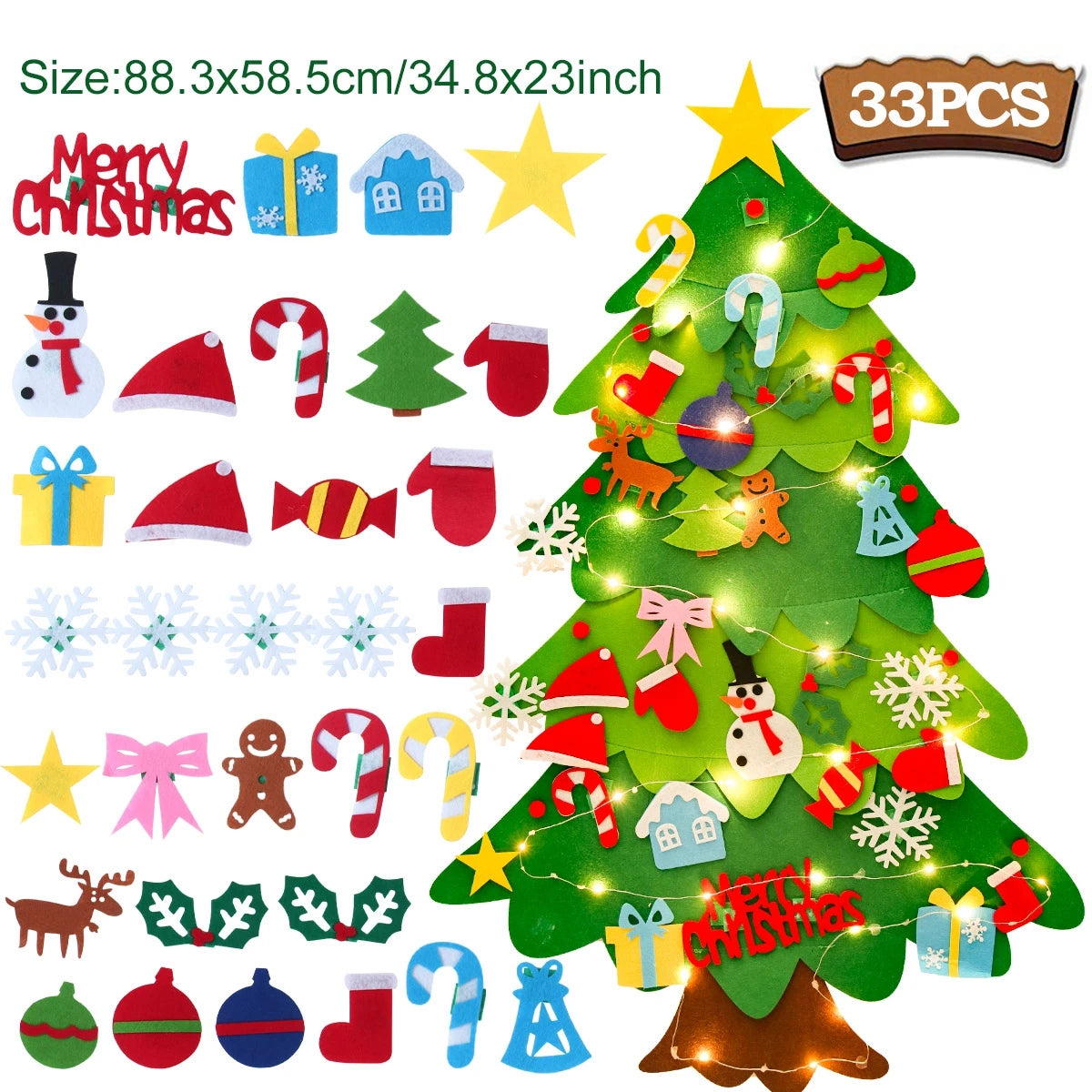 Kids DIY Felt Christmas Tree Merry Christmas Decorations for Home 2023 Christmas Ornaments Navidad 2024 New Year Gifts Xmas Tree