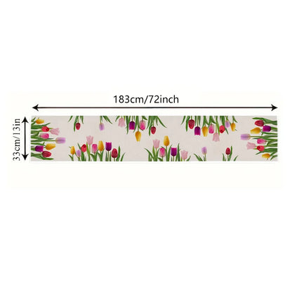 Easter Tulip Flowers Linen Table Runners Dresser Scarves Table Decor Spring Farmhouse Dining Table Runners Wedding Decorations
