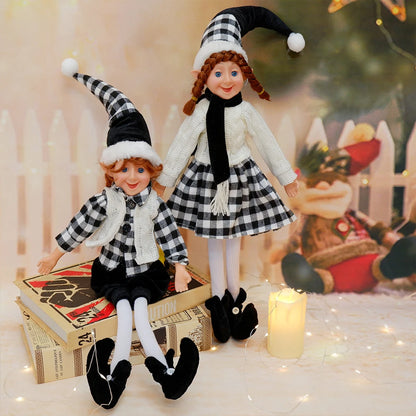 Elf Couple Navidad New Year Xmas Gifts for Kids Plush Dolls Toys Christmas Tree Pendant Drop Ornaments Hanging Decoration