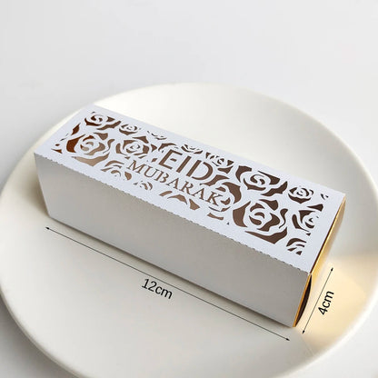 10Pcs Eid Mubarak Gift Box Ramadan Gift Packages Gold Hollow Eid Mubarak Candy Cake Box Eid Mubarak Decoration 2024 Muslim Party