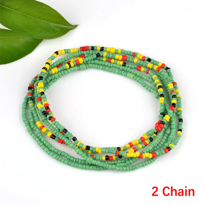 2022 Bohemia Double Layer Beads Belt Body Chain Women Summer Sexy Bikini Beach Waist Chain Charms Vintage Dress Waistband Belts