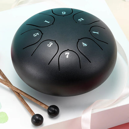 Hluru Glucophone Steel Tongue Drum 6 Inch 8 Notes Ethereal Drum Tone Key D5 Drum Percussion Children Musical Instrument