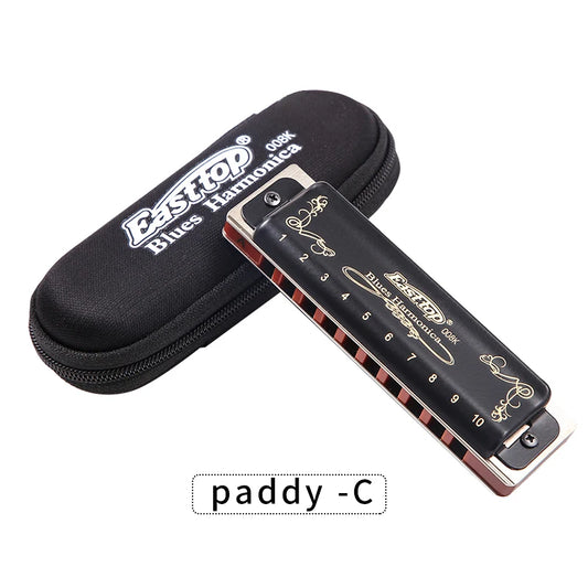 East Top Harmonica Diatonic Blues Harmonica Key of Paddy C 10 Holes 20 Tones 008K Blues Harp for Adults Professionals Students