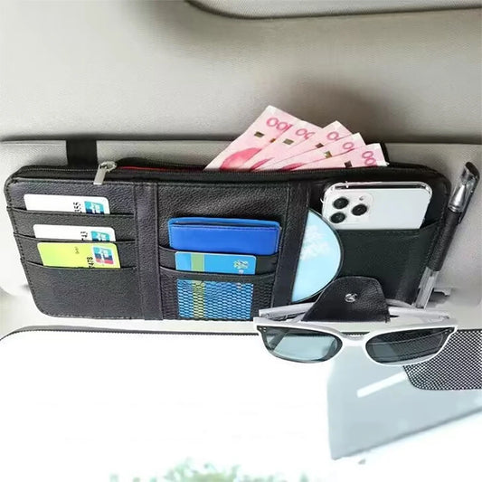 Car Sun Visor Bill Pen Business Card Holder CD DVD Organizer Storage Box Sunglasses Clip Stowing Tidying Car Accessories ﻿