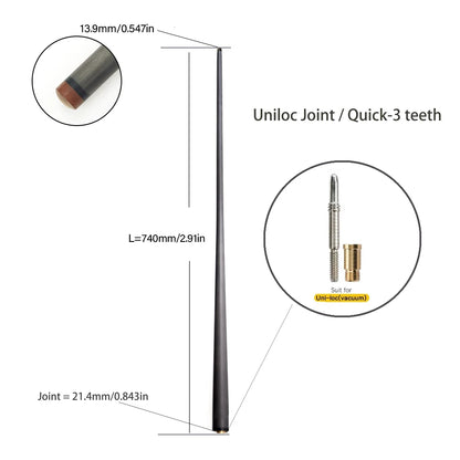 Customized 100% Carbon Fiber Shaft Billiard Pool Cue Stick 10/12/12.4/12.9/13.9mm Shaft Uni-Loc Joint Single Shaft