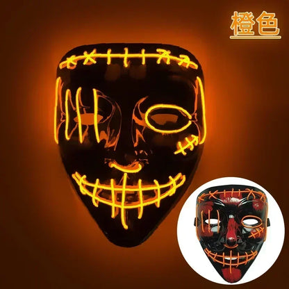 Wireless Halloween Neon LED Purge Mask Masque Masquerade Party Masks Light Grow in the Dark Horror Mask Glowing Masker