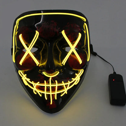 Wireless Halloween Neon LED Purge Mask Masque Masquerade Party Masks Light Grow in the Dark Horror Mask Glowing Masker