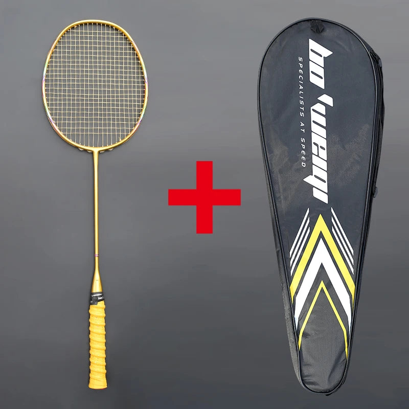 Super Light 8U Full Carbon Fiber Badminton Rackets With Bags String Professional Racket Strung Padel Sports
