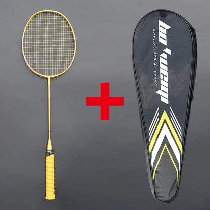 Super Light 8U Full Carbon Fiber Badminton Rackets With Bags String Professional Racket Strung Padel Sports