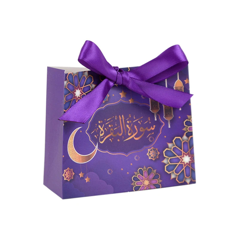 4Pcs Eid Mubarak Candy Gift Box Cookie Chocolate Packaging Boxes Bag Ramadan Mubarak Decoration 2024 Muslim Event Party Supplies