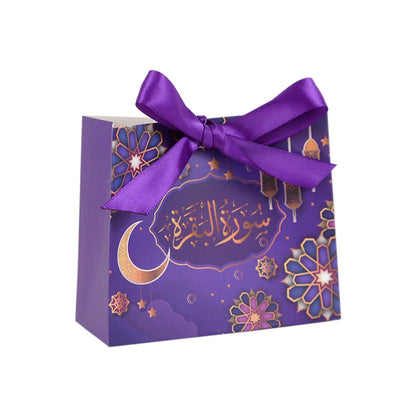 4Pcs Eid Mubarak Candy Gift Box Cookie Chocolate Packaging Boxes Bag Ramadan Mubarak Decoration 2024 Muslim Event Party Supplies