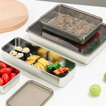 Stainless Steel Refrigerator Meat Storage Box Food Storage Containers With Lid Refrigerator Organizer Container Kitchen Storage