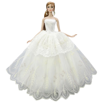 NK 1 Pcs 30CM Princess Wedding Dress Noble Party Gown for Barbie Doll Accessories Fashion Clothes Gift for Girl' 1/6 Doll Toy JJ