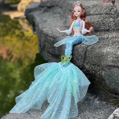 17.7 Inch Exquisite Princess Mermaid Doll Fashion Mermaid BJD Doll With Rainbow Clothes Girls Favor Xmas Birthday Gift Toys