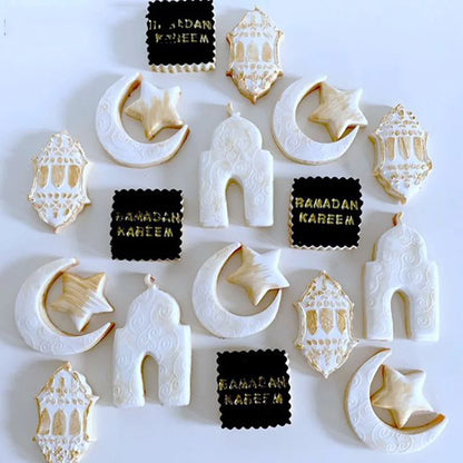 EID MUBARAK Cookie Cutter Set Moon Star Biscuit Mold Happy Eid Party Cake Baking Tools Ramadan Decoration Kareem Party Supplies