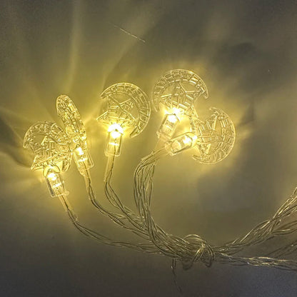 Eid Mubarak Moon Star LED Light String Eid Islamic Muslim Party Supplies Kareem Ramadan Decoration for Home Eid Al-Fitr Ornament