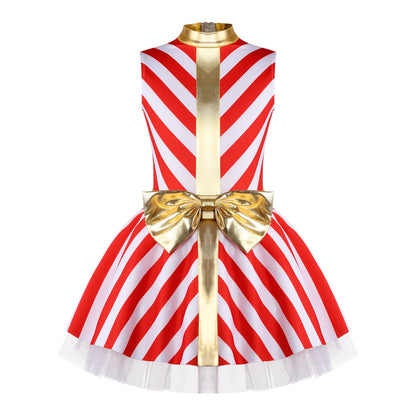 Girls Christmas Dance Dress Sleeveless Ballet Skating Gymnastics Leotard Tutu Xmas Carnival Party Cosplay Performance Costume