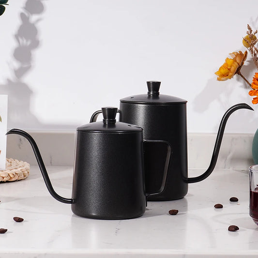 350ml 600ml Drip Kettle Coffee Tea Pot Non-Stick Coating Food Grade Stainless Steel Gooseneck Drip Kettle Swan Neck Thin Mouth