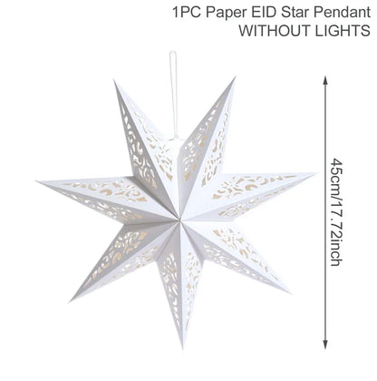 Eid Mubarak Hollow Out Star Hanging Pendant Christmas Ramadan Decor for Home Islam Muslim Party Mubarak Eid Al Adha Kareem
