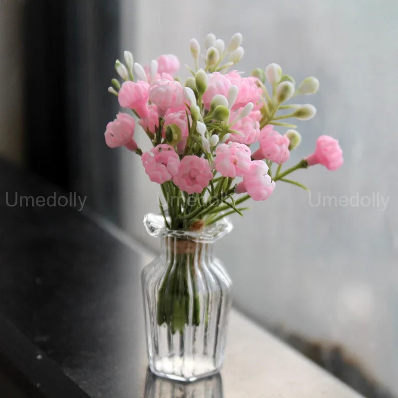 1/6 Scale Mini House Decoration Miniature Dollhouse Glass Flower Vase for Barbies Blyth Doll Accessories Toy