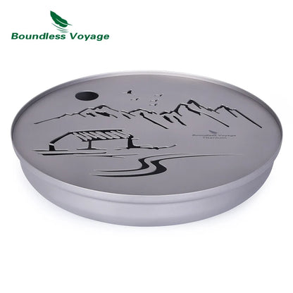 Boundless Voyage Tea Pot Cup Chinese Titanium Kung Fu Tea Set Camping Portable Ultralight Landscape Painting Tea Tray and Kettle