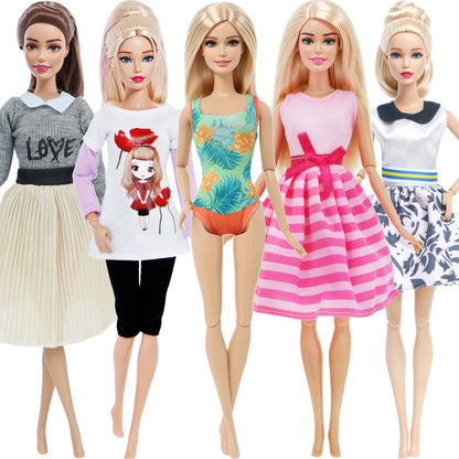 5 Set 3 Set Handmade Fashion Outfit Daily Casual Wear Blouse Shirt Vest Bottom Pants Skirt Clothes for Barbie Doll Accessories