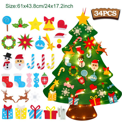 Kids DIY Felt Christmas Tree Merry Christmas Decorations for Home 2023 Christmas Ornaments Navidad 2024 New Year Gifts Xmas Tree