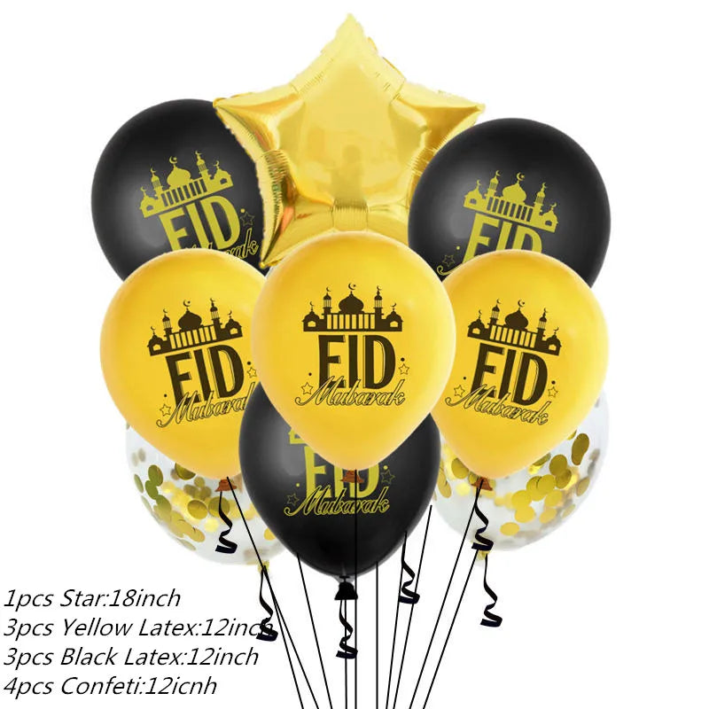 2022 Eid Mubarak Disposable Tablecloth Table Runner Banner Balloons Islamic Muslim Party Decor Ramadan Kareem Eid Al Adha Gift