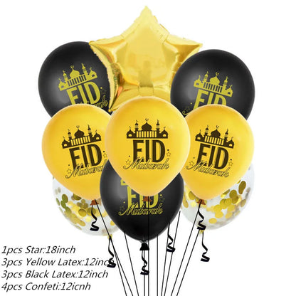 2022 Eid Mubarak Disposable Tablecloth Table Runner Banner Balloons Islamic Muslim Party Decor Ramadan Kareem Eid Al Adha Gift