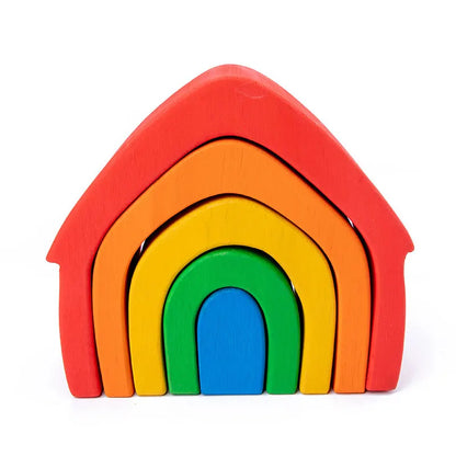 Children's Montessori Wooden Building Blocks Early Education Educational Toys Tree Flame House Stone Rainbow Blocks Wooden Toys