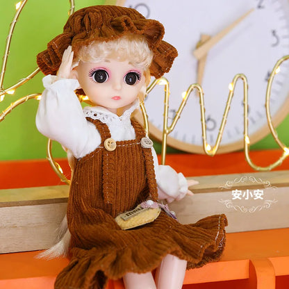 New 30cm BJD Doll Toy for Girls Children Retro Classic Wedding Dress Lolita Noble Rabbit Girl Holiday Birthday Gift Long Hair