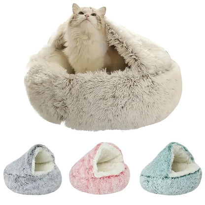 Cat Bed Four Seasons Warm Comfortable Pet Mattress Warm Soft Plush Pet Bed Semi-Enclosed Cat Nest Shell Style Nest Cat Sofa Bed