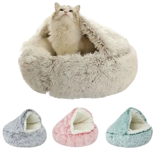 Cat Bed Four Seasons Warm Comfortable Pet Mattress Warm Soft Plush Pet Bed Semi-Enclosed Cat Nest Shell Style Nest Cat Sofa Bed
