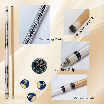 Professional White Watermark Design Wooden Billiard Cue - Straight Pool Cue Stick