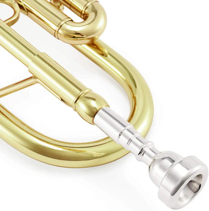 Aisiweier Gold Trumpet Brass ATR-380 Standard Bb Trumpet Set for Student Beginner With Hard Case,Gloves, 7 C Mouthpiece,