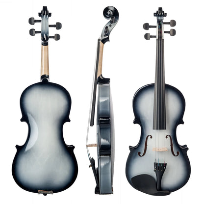NAOMI 4/4 Full Size Acoustic Violin Colored Basswood Fiddle Black Solidwood Fitted Violin With Carrying Case Brazilwood Bow
