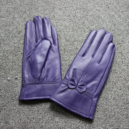 2020 Women's Genuine Leather Gloves Red Sheepskin Gloves Autumn and Winter Fashion Female Windproof Gloves