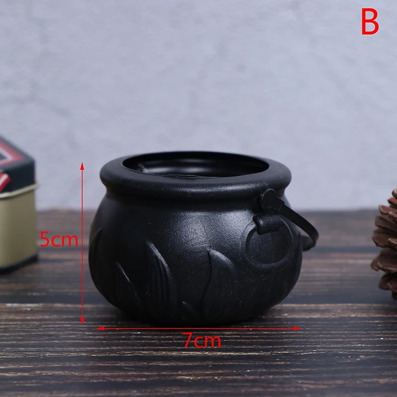Halloween Candy Pot Halloween Cauldron Novelty Halloween Bucket Ornament Skull Witch Toy