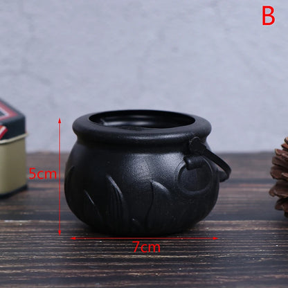Halloween Candy Pot Halloween Cauldron Novelty Halloween Bucket Ornament Skull Witch Toy