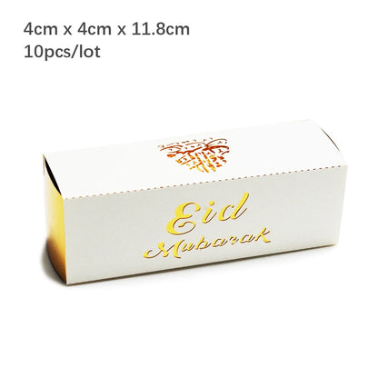 10Pcs Eid Mubarak Gift Box Ramadan Gift Packages Gold Hollow Eid Mubarak Candy Cake Box Eid Mubarak Decoration 2024 Muslim Party