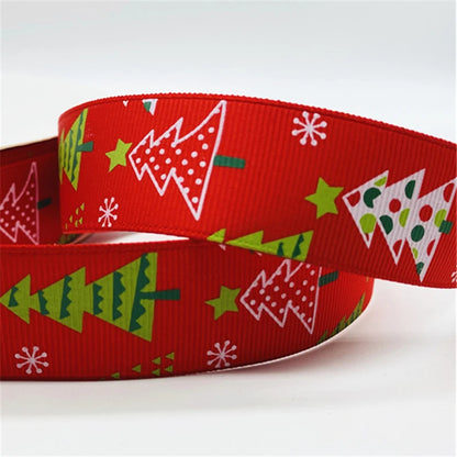 5yards/Lot 25MM Christmas Ribbon Printing Christmas Peripheral Ribbon for Bow Christmas Decoration DIY Gift Wrapping