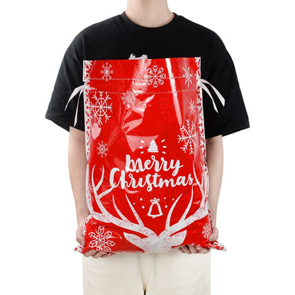 3/5Pcs Merry Christmas Drawstring Gift Bag New Year 2025 Large Candy Cookie Packaging Bag 2024 Navidad Christmas Home Decoration